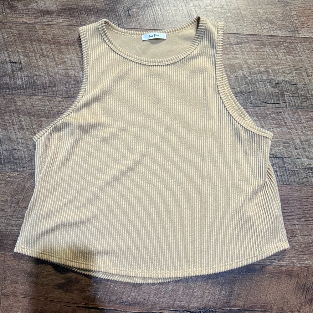 Tan Ribbed Tank Top